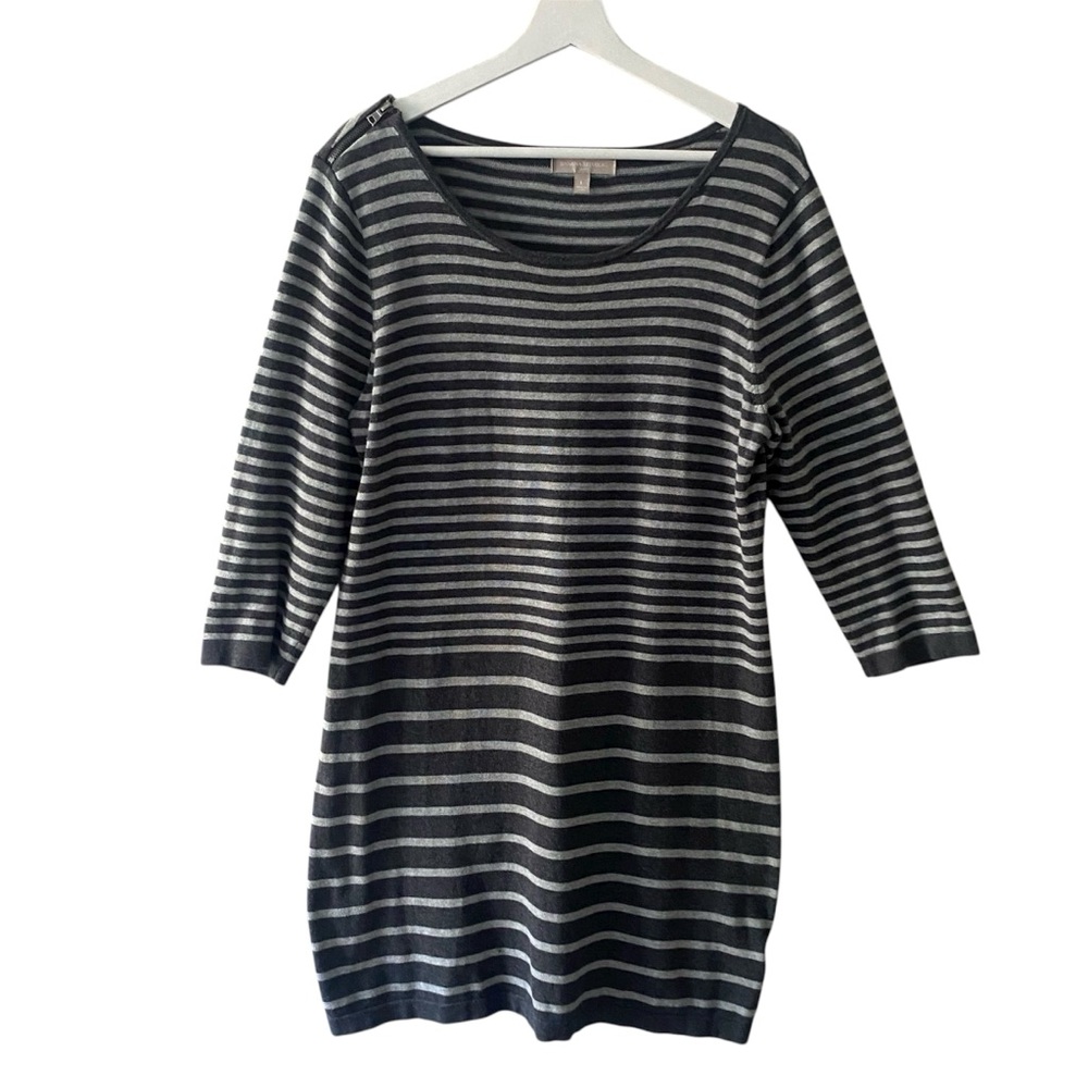 Banana Republic Gray Striped Knit Tunic Dress Size L Cozy